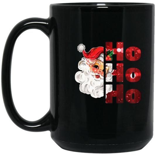 Cheerful Santa 15oz Black Mug